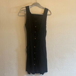 Black Button-Front Sleeveless Midi Dress